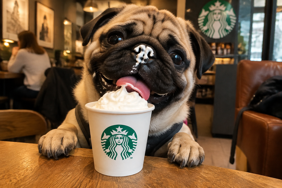 Pug Eating a Pup Cup