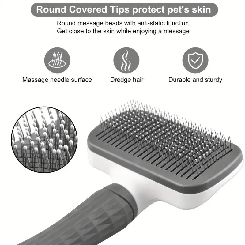 Pet Grooming Brush with One Click Hair Removal