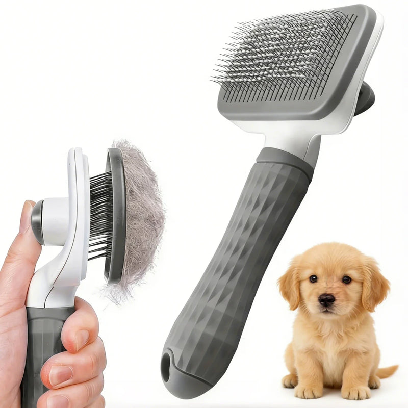 Pet Grooming Brush with One Click Hair Removal