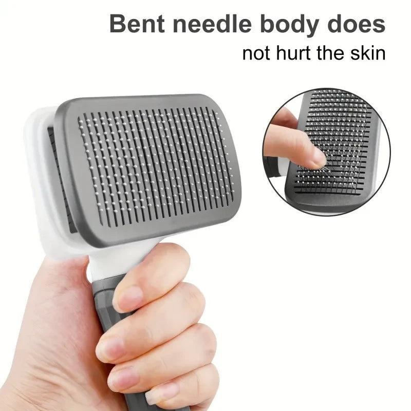 Pet Grooming Brush with One Click Hair Removal