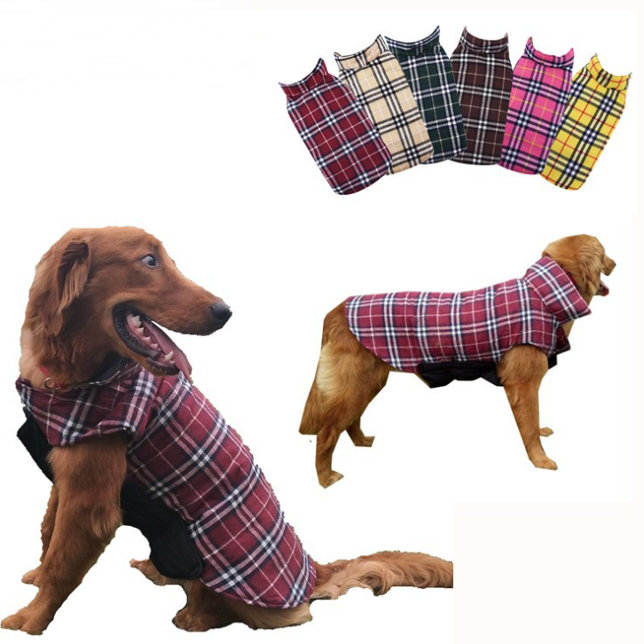 Plaid Dog Jacket - Dog Winter Coat